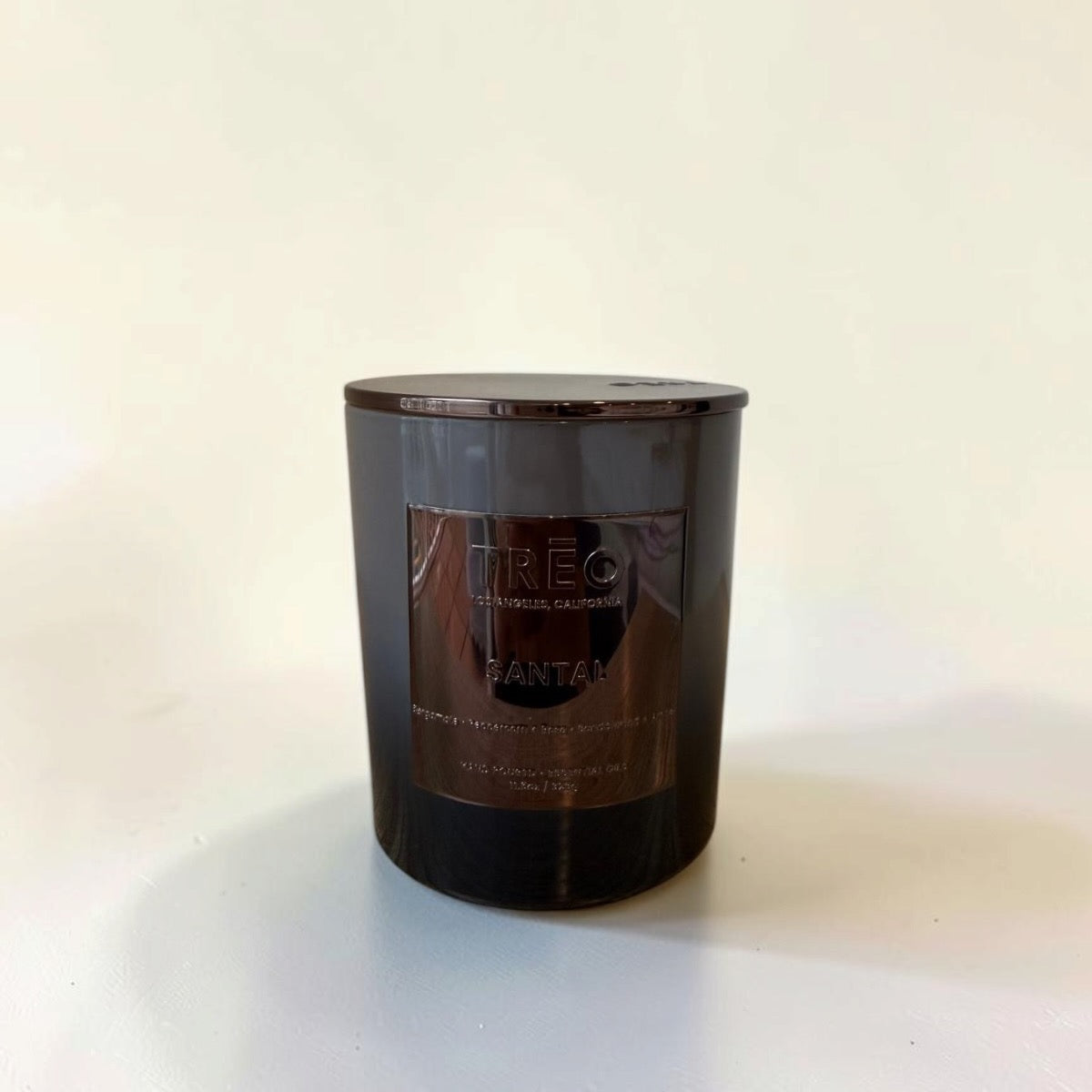 TRĒO Santal Artisan scented candle, 11.5 oz, studio photo