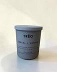TRĒO Santal + Vanilla scented candle, 12 oz, studio photo